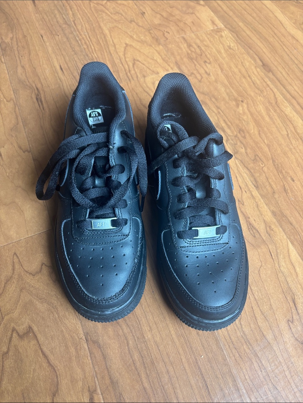 Kids Black AF1-Inspired Lace-Up Sneakers